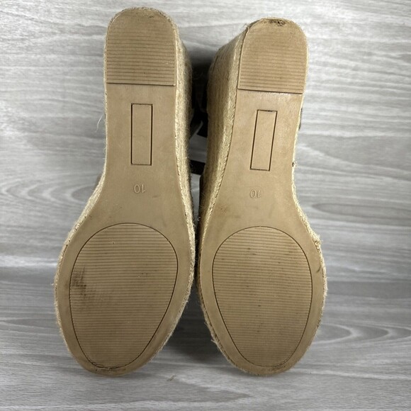Steve Madden JYIA Espadrille Wedge‎ Sandals Size 10 Brown Suede Leather Peep Toe - Picture 8 of 11